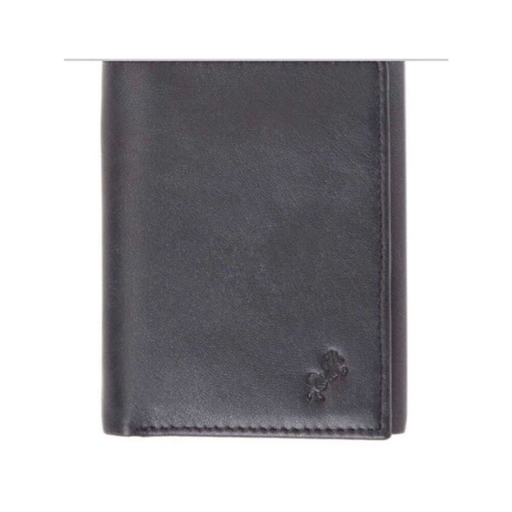 FIONTE RFID Protected Black Genuine Leather Trifold Men’s Wallet